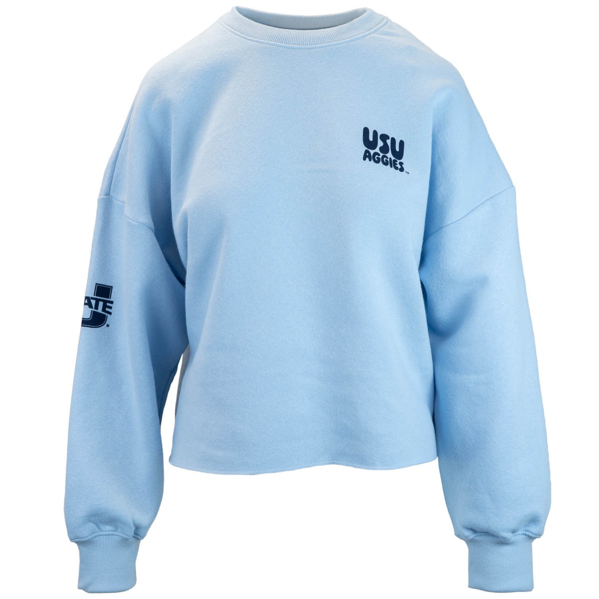 Women's USU Aggies Bubble Lettering Crew Sweatshirt light blue